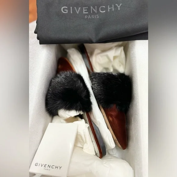 Givenchy Bedford Velvet Mule w/ Mink Fur Strap